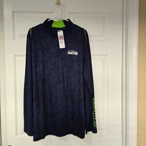 Seattle Seahawks Men's NFL Apparel 1/4 Zip Camo Polyester Pullover Navy XL NWT